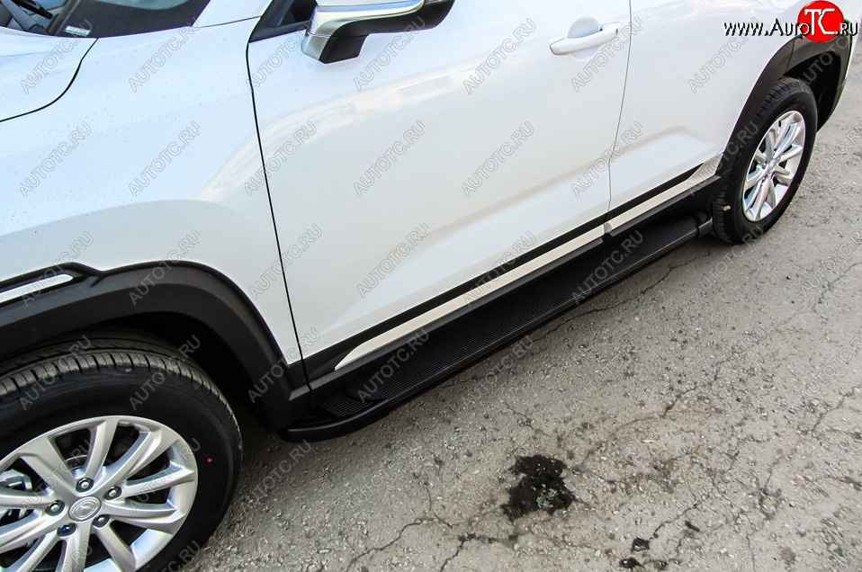 13 349 р. Пороги алюминиевые Slitkoff  Changan CS35 Plus (2018-2022) дорестайлинг (Optima Black )  с доставкой в г. Майкоп