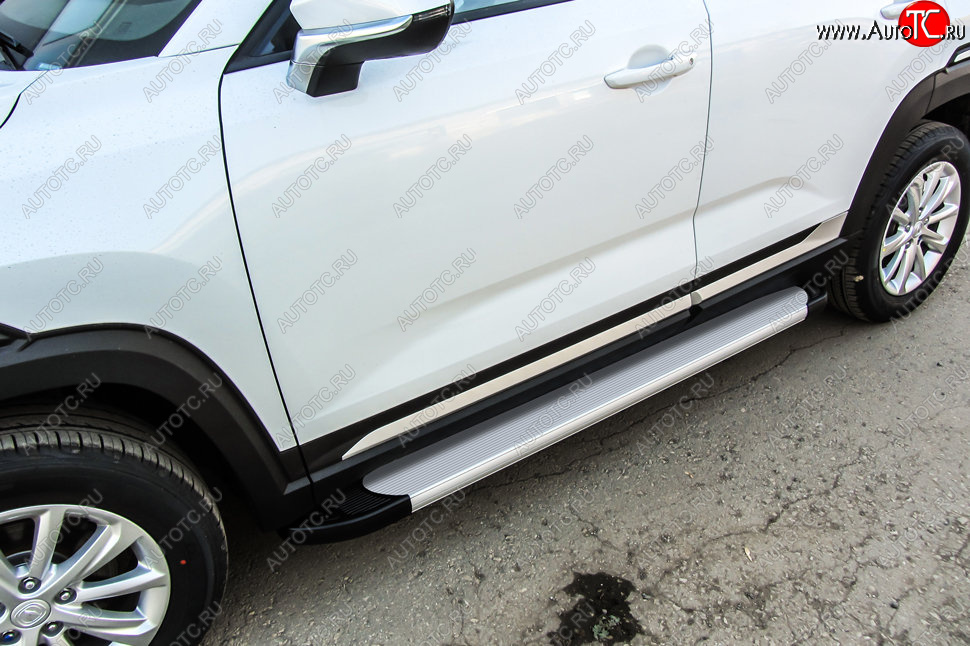 13 349 р. Пороги алюминиевые Slitkoff  Changan CS35 Plus (2018-2022) дорестайлинг (Optima Silver)  с доставкой в г. Майкоп