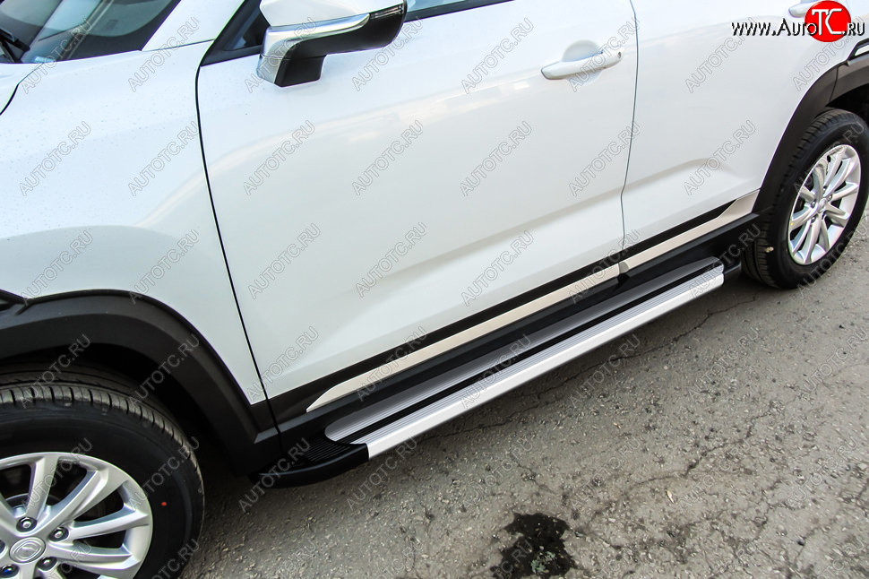 10 699 р. Пороги алюминиевые Slitkoff  Changan CS35 Plus (2018-2022) дорестайлинг (Luxe Silver)  с доставкой в г. Майкоп