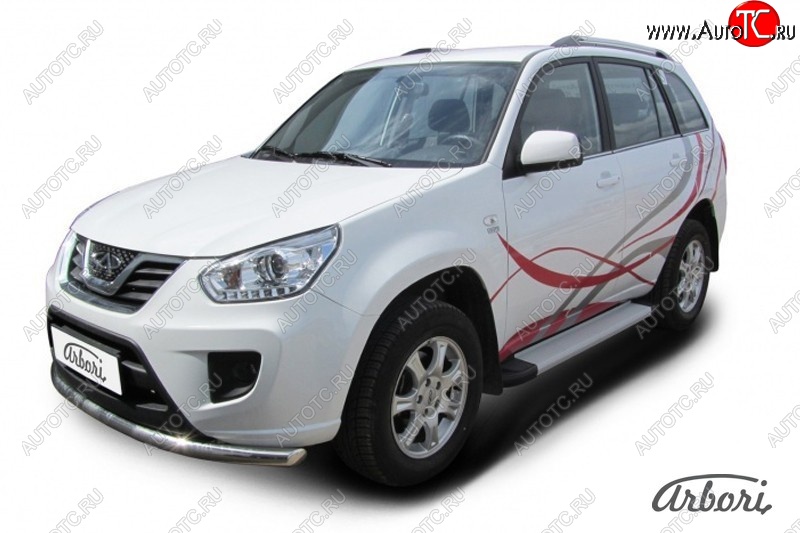 10 619 р. Порожки для ног Arbori Optima Silver Chery Tiggo T11 рестайлинг (2013-2016)  с доставкой в г. Майкоп
