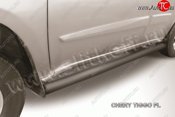 10 599 р. Защита порогов d76 труба Slitkoff Chery Tiggo T11 рестайлинг (2013-2016) (Цвет: серебристый)  с доставкой в г. Майкоп