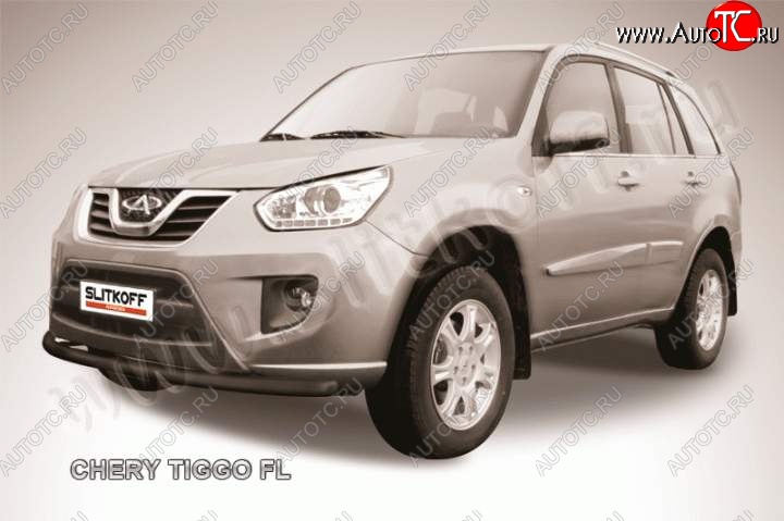 8 699 р. Защита переднего бампера из трубы d57 Slitkoff  Chery Tiggo T11 (2013-2016) рестайлинг (Цвет: серебристый)  с доставкой в г. Майкоп