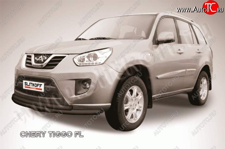 9 899 р. Защита переднего бампер из труб d57 и d42 Slitkoff  Chery Tiggo T11 (2013-2016) рестайлинг (Цвет: серебристый)  с доставкой в г. Майкоп