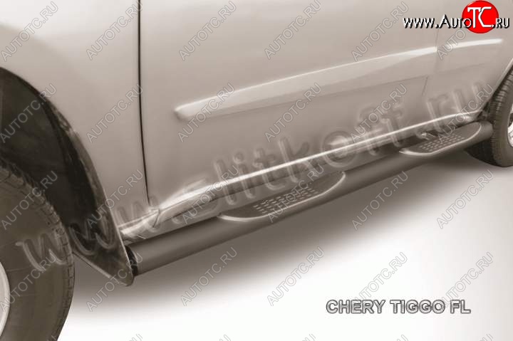 12 399 р. Защита порогов из труб d76 Slitkoff Chery Tiggo T11 рестайлинг (2013-2016) (Цвет: серебристый)  с доставкой в г. Майкоп