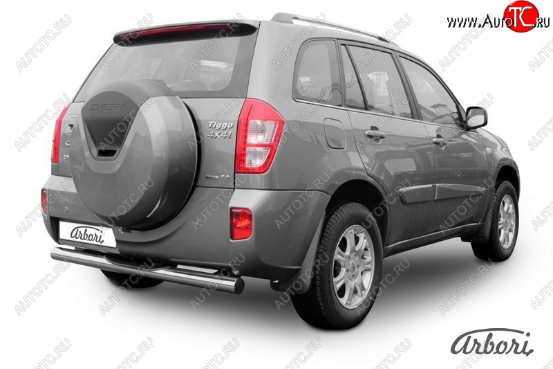 8 999 р. Защита заднего бампера Arbori (с проступью, легированная сталь, 1 труба d76 mm). Chery Tiggo T11 рестайлинг (2013-2016)  с доставкой в г. Майкоп