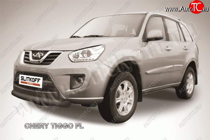 8 599 р. Защита переднего бампера из трубы d76 Slitkoff  Chery Tiggo T11 (2013-2016) рестайлинг (Цвет: серебристый)  с доставкой в г. Майкоп