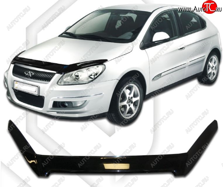 2 159 р. Дефлектор капота CA-Plastic Chery M11 A3 седан (2010-2016) (Classic черный, Без надписи)  с доставкой в г. Майкоп