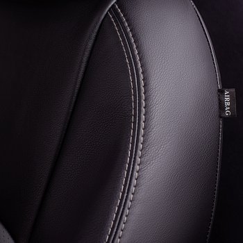 9 449 р. Чехлы для сидений Lord Autofashion Турин (экокожа, экокожа, 3X, спинка 60/40, 3 Г-образных подголовника) Chery Tiggo 2 (2017-2025) (Черный, вставка серая)  с доставкой в г. Майкоп. Увеличить фотографию 5