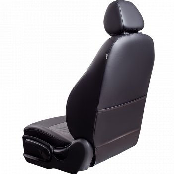 9 449 р. Чехлы для сидений Lord Autofashion Турин (экокожа, экокожа, 3X, спинка 60/40, 3 Г-образных подголовника) Chery Tiggo 2 (2017-2025) (Черный, вставка серая)  с доставкой в г. Майкоп. Увеличить фотографию 3