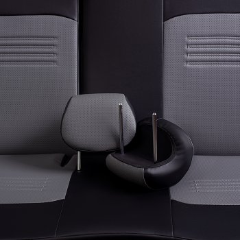 9 449 р. Чехлы для сидений Lord Autofashion Турин (экокожа, экокожа, 3X, спинка 60/40, 3 Г-образных подголовника) Chery Tiggo 2 (2017-2025) (Черный, вставка серая)  с доставкой в г. Майкоп. Увеличить фотографию 6