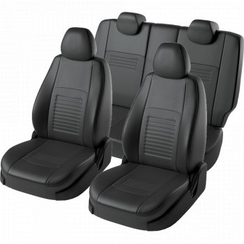 9 449 р. Чехлы для сидений Lord Autofashion Турин (экокожа, 3X, спинка 60/40, 3 Г-образных подголовника)  Chery Tiggo 2 (2017-2025) (Черный, вставка черная)  с доставкой в г. Майкоп. Увеличить фотографию 2