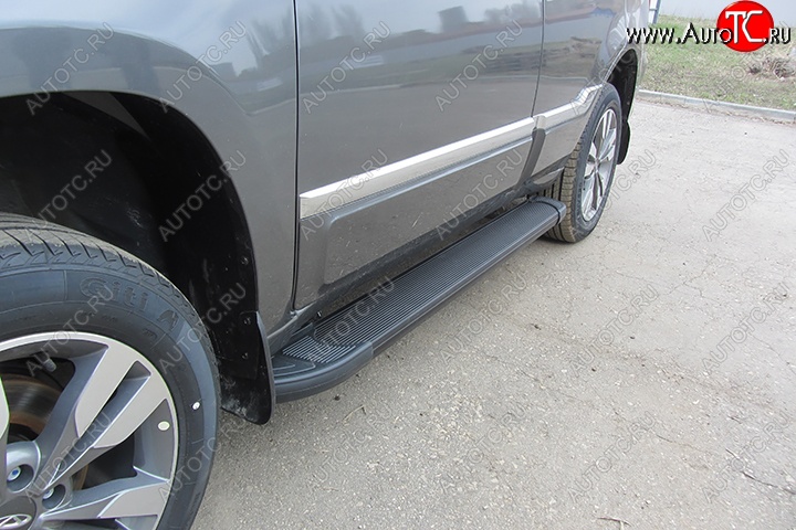 13 099 р. Алюминиевые пороги для ног Slitkoff (Optima)  Chery Tiggo 3 (2014-2020) (Чёрные)  с доставкой в г. Майкоп