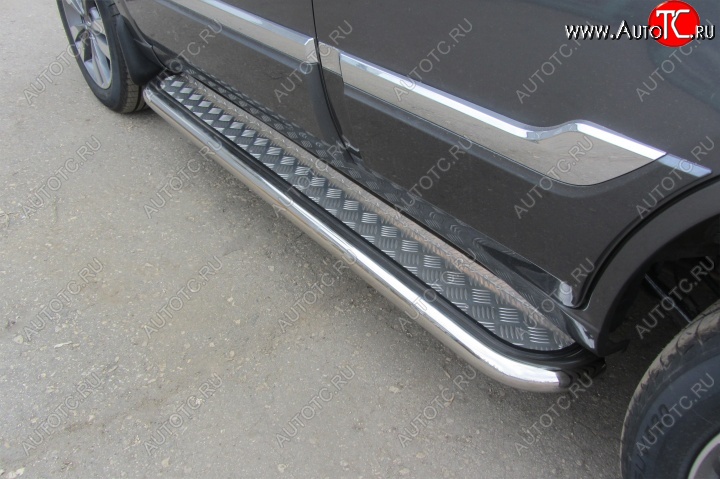 11 349 р. Порожки для ног(Ø57 мм с листом, нержавейка) Slitkoff  Chery Tiggo 3 (2014-2020)  с доставкой в г. Майкоп