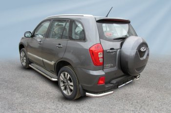 Уголки на задний бампер Slitkoff (Ø 57 мм) Chery Tiggo 3 (2014-2020) (Полированная нержавейка)