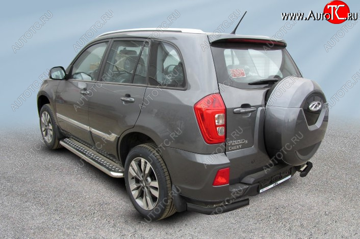 8 699 р. Уголки на задний бампер Slitkoff (Ø 57 мм)  Chery Tiggo 3 (2014-2020) (Цвет: черный)  с доставкой в г. Майкоп