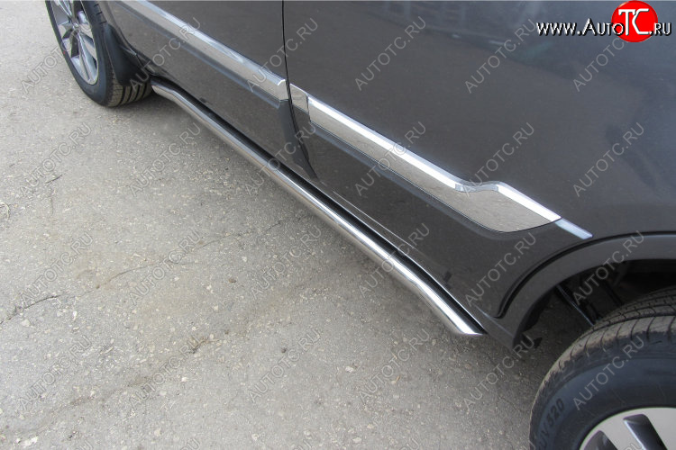 15 649 р. Защита порогов Slitkoff (Ø 57 мм, с гибами)  Chery Tiggo 3 (2014-2020) (Полированная нержавейка)  с доставкой в г. Майкоп