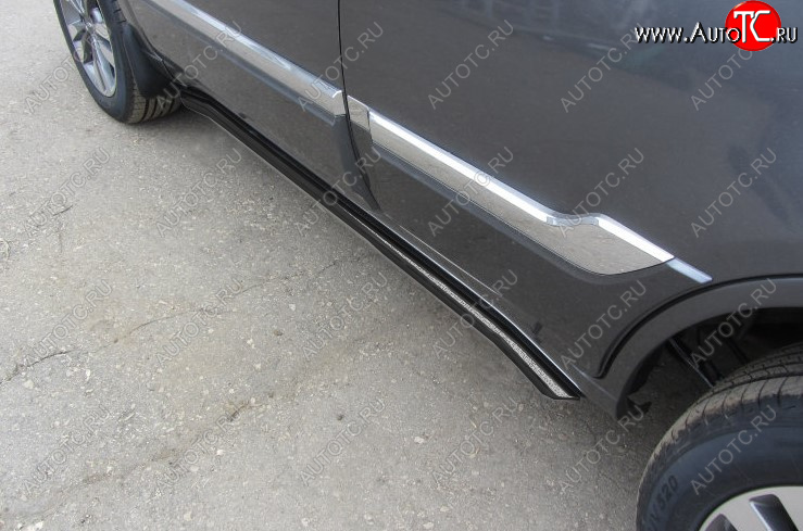 11 699 р. Защита порогов Slitkoff (Ø 57 мм, с гибами)  Chery Tiggo 3 (2014-2020) (Цвет: черный)  с доставкой в г. Майкоп