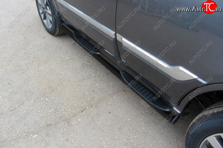 13 199 р. Защита порогов Slitkoff (Ø 76 мм, с проступями)  Chery Tiggo 3 (2014-2020) (Цвет: черный)  с доставкой в г. Майкоп