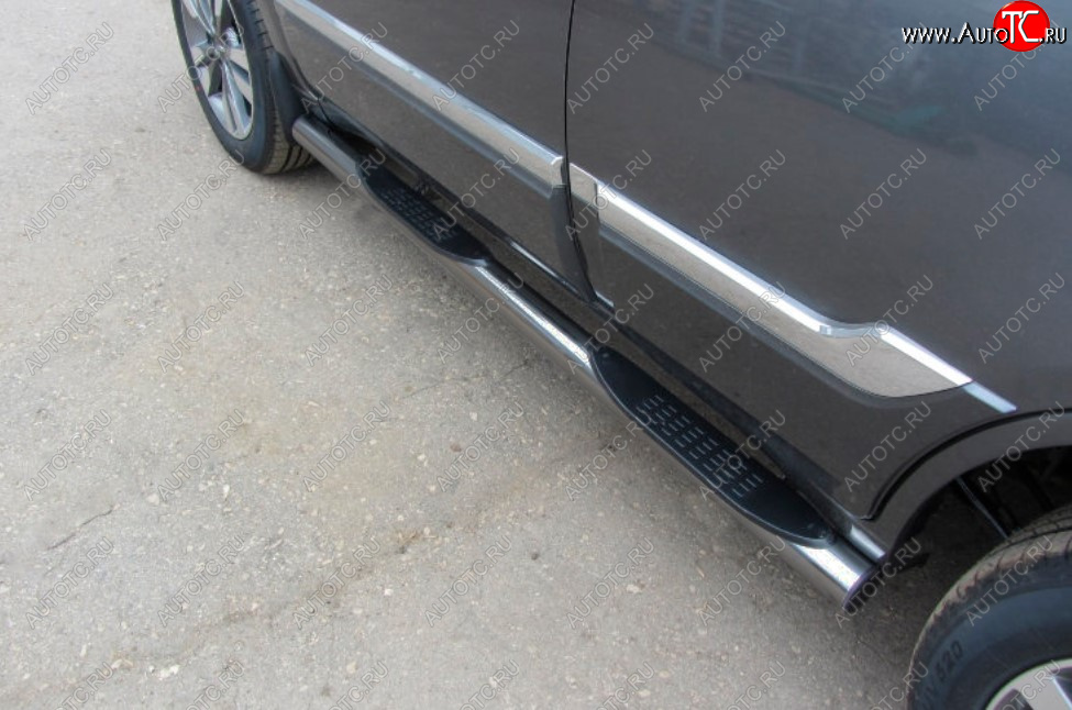 12 399 р. Защита порогов Slitkoff (Ø 76 мм, с проступями)  Chery Tiggo 3 (2014-2020) (Цвет: серебристый)  с доставкой в г. Майкоп