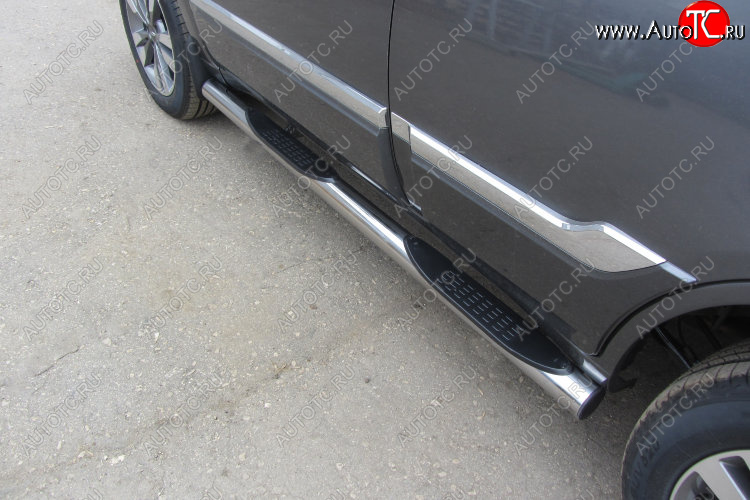 17 699 р. Защита порогов Slitkoff (Ø 76 мм, с проступями)  Chery Tiggo 3 (2014-2020) (Полированная нержавейка)  с доставкой в г. Майкоп