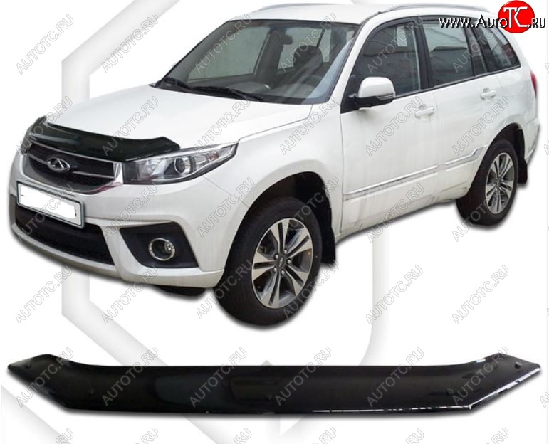 1 899 р. Дефлектор капота CA-Plastic  Chery Tiggo 3 (2014-2020) (Classic черный, Без надписи)  с доставкой в г. Майкоп