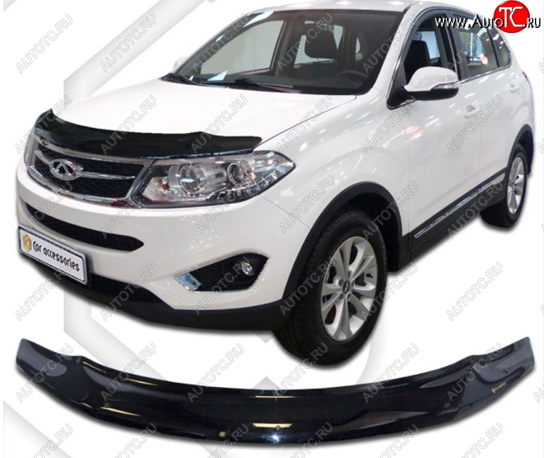 2 199 р. Дефлектор капота CA-Plastic  Chery Tiggo 5  (T21) (2014-2020) дорестайлинг, рестайлинг (Classic черный, Без надписи)  с доставкой в г. Майкоп