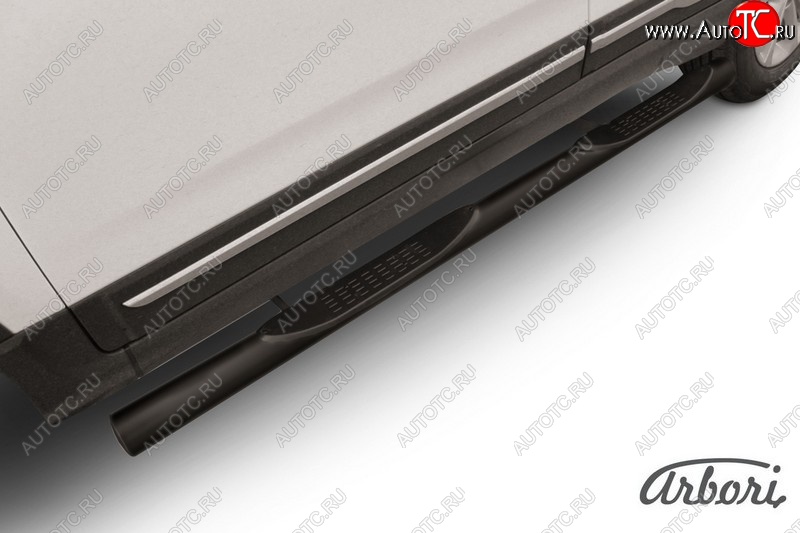 7 703 р. Защита штатных порогов Arbori (с проступью, черная, d57 mm). Chery Tiggo 5 (T21) дорестайлинг (2014-2017)  с доставкой в г. Майкоп