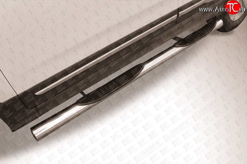 17 699 р. Защита порогов из трубы d76 мм с пластиковыми вставками для ног Slitkoff Chery Tiggo 5 (T21) дорестайлинг (2014-2017) (Нержавейка, Полированная)  с доставкой в г. Майкоп