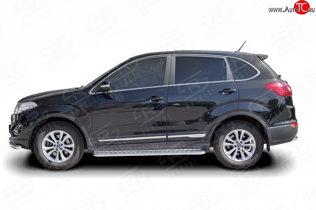 77 999 р. Широкая защита порогов Russtal Chery Tiggo 5 (T21) дорестайлинг (2014-2017) (Защита порогов с со скосами на торцах (вариант 1))  с доставкой в г. Майкоп