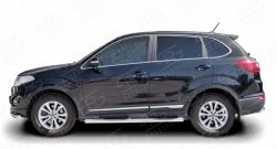 83 999 р. Защита порогов с пластиковыми вставками для ног из круглой трубы диаметром 76 мм Russtal Chery Tiggo 5 (T21) дорестайлинг (2014-2017) (Защита порогов с со скосами на торцах (вариант 1))  с доставкой в г. Майкоп. Увеличить фотографию 2