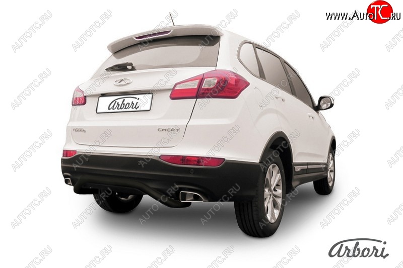 6 029 р. Защита заднего бампера Arbori (скоба, черная, 1 труба d57 mm). Chery Tiggo 5 (T21) дорестайлинг (2014-2017)  с доставкой в г. Майкоп