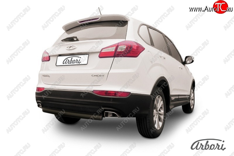 5 399 р. Защита заднего бампера Arbori (черная, 1 труба d57 mm). Chery Tiggo 5 (T21) дорестайлинг (2014-2017)  с доставкой в г. Майкоп