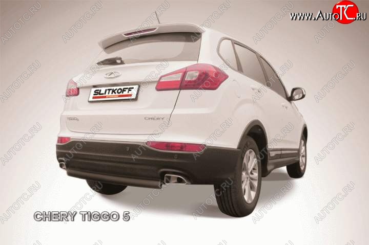 4 999 р. Защита заднего бампера d57 Slitkoff Chery Tiggo 5 (T21) дорестайлинг (2014-2017) (Цвет: серебристый)  с доставкой в г. Майкоп