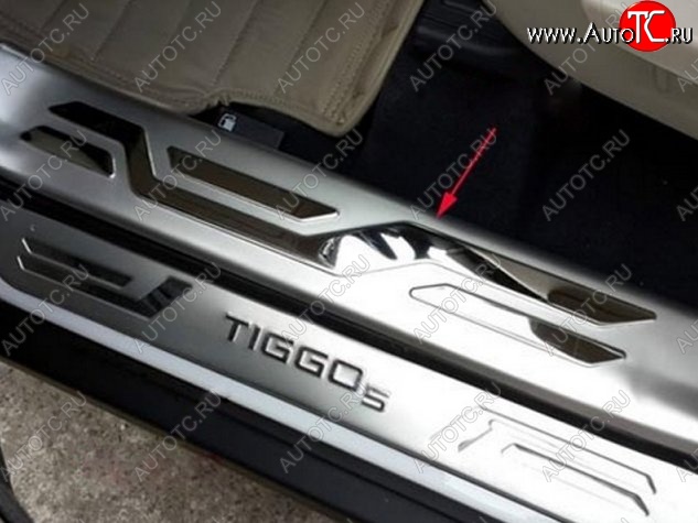 6 449 р. Внутренние накладки на порожки автомобиля СТ Chery Tiggo 5 (T21) дорестайлинг (2014-2017)  с доставкой в г. Майкоп