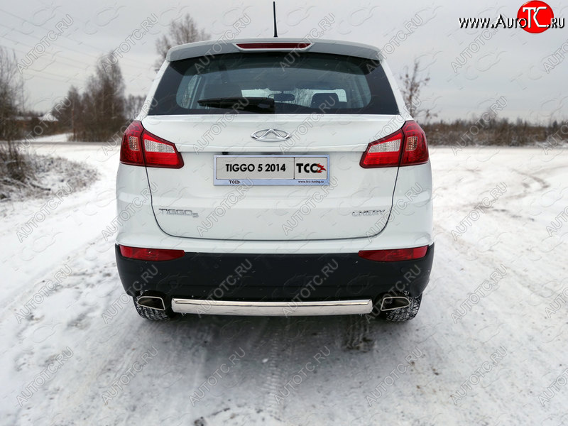 17 299 р. Защита заднего бампера (овальная) ТСС (нержавейка d75х42 мм) Chery Tiggo 5 (T21) дорестайлинг (2014-2017)  с доставкой в г. Майкоп