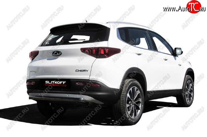 7 599 р. Защита заднего бампера Slitkoff (Ø 57 мм)  Chery Tiggo 7 (2016-2020) (Цвет: черный)  с доставкой в г. Майкоп