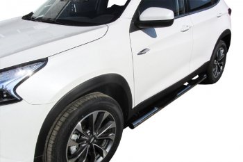 17 899 р. Защита порогов Slitkoff (Ø 76 мм, с проступями)  Chery Tiggo 7 (2016-2020) (Полированная нержавейка)  с доставкой в г. Майкоп. Увеличить фотографию 2