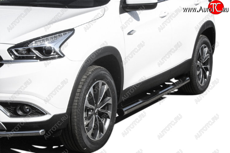 17 899 р. Защита порогов Slitkoff (Ø 76 мм, с проступями)  Chery Tiggo 7 (2016-2020) (Полированная нержавейка)  с доставкой в г. Майкоп
