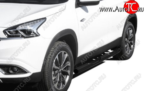 13 429 р. Защита порогов Slitkoff (Ø 76 мм, с проступями)  Chery Tiggo 7 (2016-2020) (Цвет: черный)  с доставкой в г. Майкоп