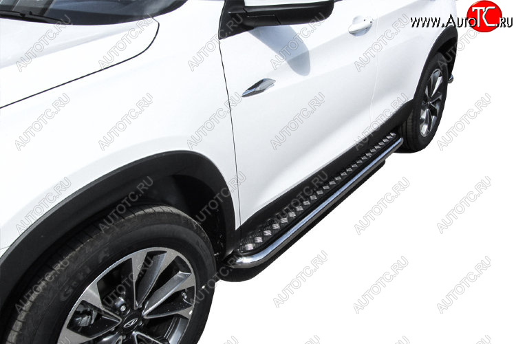 17 899 р. Защита порогов Slitkoff (Ø 57 мм, с листом)  Chery Tiggo 7 (2016-2020)  с доставкой в г. Майкоп