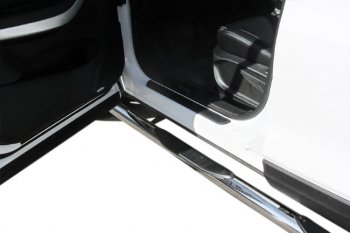 17 899 р. Защита порогов Slitkoff (Ø 76 мм, с проступями)  Chery Tiggo 4 (2018-2023) 1-ый рестайлинг (Полированная нержавейка)  с доставкой в г. Майкоп. Увеличить фотографию 2