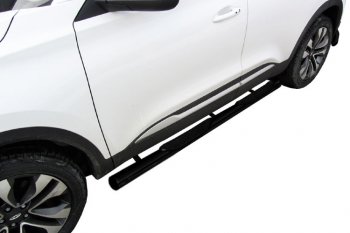 Защита порогов Slitkoff (Ø 76 мм, с проступями) Chery Tiggo 4 (2018-2023) 1-ый рестайлинг (Цвет: черный)