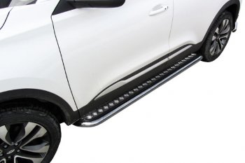 Защита порогов Slitkoff (Ø 57 мм, с листом) Chery Tiggo 4 (2018-2023) 1-ый рестайлинг