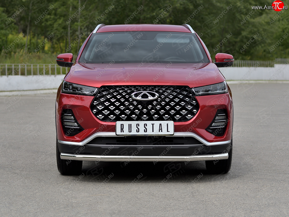 14 549 р. Защита переднего бампера (Ø63 мм, нержавейка) SLITKOFF  Chery Tiggo 7 PRO (2019-2025)  с доставкой в г. Майкоп