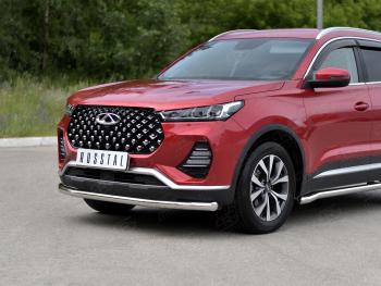 14 549 р. Защита переднего бампера (Ø63 мм, нержавейка) SLITKOFF  Chery Tiggo 7 PRO (2019-2025)  с доставкой в г. Майкоп. Увеличить фотографию 2