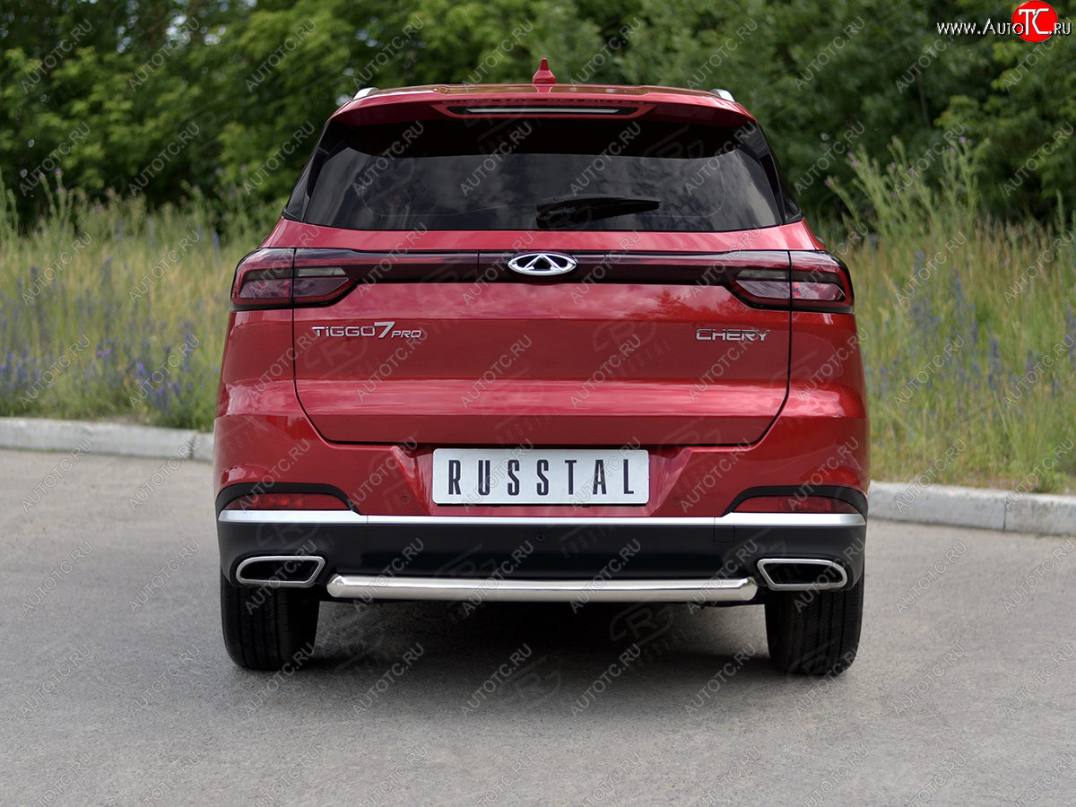 13 999 р. Защита заднего бампера (Ø63 мм, дуга, нержавейка) SLITKOFF  Chery Tiggo 7 PRO (2019-2025)  с доставкой в г. Майкоп