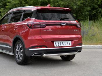 13 999 р. Защита заднего бампера (Ø63 мм, дуга, нержавейка) SLITKOFF  Chery Tiggo 7 PRO (2019-2025)  с доставкой в г. Майкоп. Увеличить фотографию 2