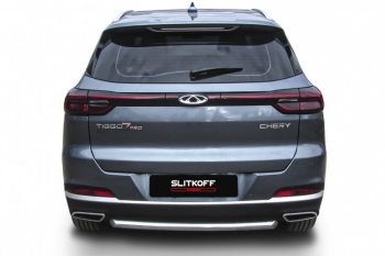 10 449 р. Защита заднего бампера Slitkoff (Ø57 мм)  Chery Tiggo 7 PRO - Tiggo 7 Pro Max  T1E (Нержавеющая сталь)  с доставкой в г. Майкоп. Увеличить фотографию 3