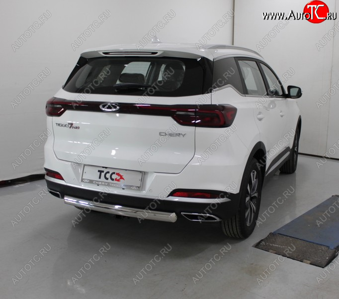 20 549 р. Защита заднего бампера (овальная, 2WD) ТСС 75х42 мм  Chery Tiggo 7 PRO (2019-2025)  с доставкой в г. Майкоп