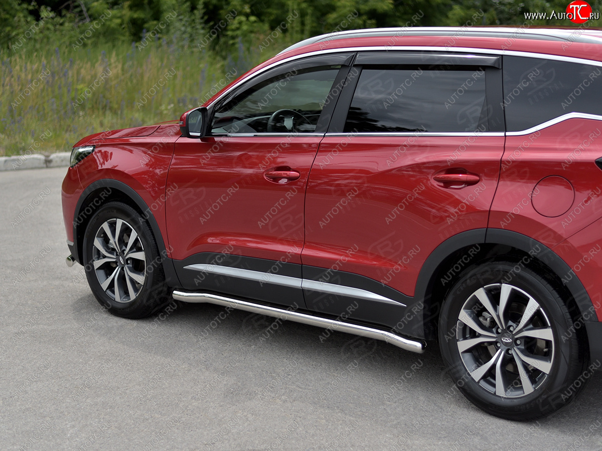 17 499 р. Защита порогов SLITKOFF (Ø63 мм, нержавейка) SLITKOFF  Chery Tiggo 7 PRO (2019-2025) (круглые торцы)  с доставкой в г. Майкоп